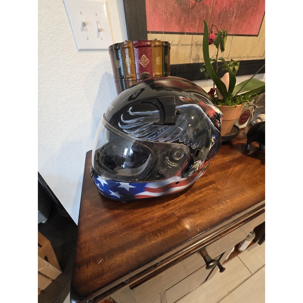 HAWK Motorcycle Helmet - USA Flag & Eagle Graphics Medium